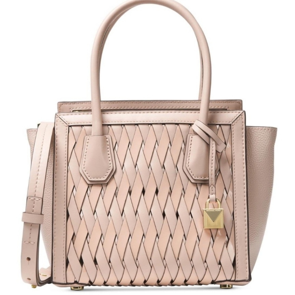 Michael Kors Messenger Mercer Medium WOVEN Crossbody Leather Satchel